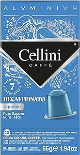 Cellini Coffee ALU Capsules compatible with Nespresso®* DEK x10 Capsules