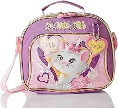 Sweet cat love print lunch bag, 20 x 25 cm - multi color