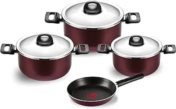 Tefal Armatal Cooking Set, 3 Stewpot Size (20-24-28) cm + Frypan 22 cm, Dark purple - 220719979