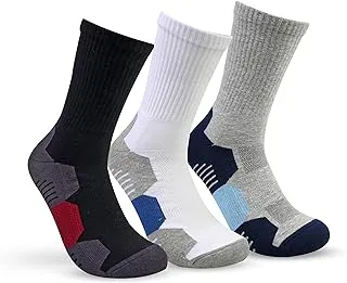 STITCH Men's Pack of 3 Half Terry Long Casual Socks - Draw - fitted Black - White - . Grey / Draw, 42-46