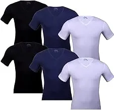 Cottonil men set of 6 Stretch undershirt v neck,multicolor