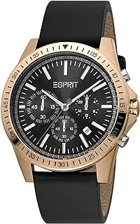 ESPRIT Watch for Men, Quartz Movement, Analog Display, Black Leather Strap-ES1G278L0045