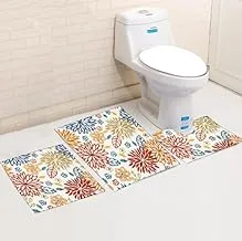 Snooze-Non-slip velvet Bathroom Set, 3 Pieces - flowery design