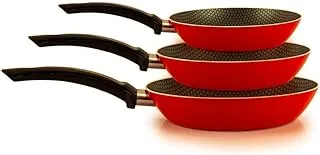 Trueval 3 pieces fryer set size 18-22-26 red color