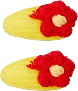 Mix & Max Hair Clips 2 Pieces Embroidered Flower For Girls-Red