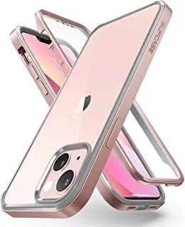 Supcase unicorn beetle edge pro series case for iphone 13 (2021 release) 6.1 inch, slim frame clear protective case with built-in screen protector (peach)