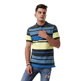 Andora Cotton Short Sleeves Striped Regular-Fit Polo Shirt for Men