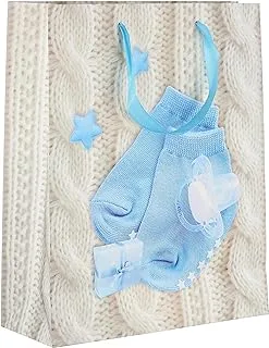 Baby socks printed gift bag, blue grey