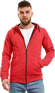 Andora mens Inner Velor Hooded Sweatshirt - Heather Red سويتشيرت