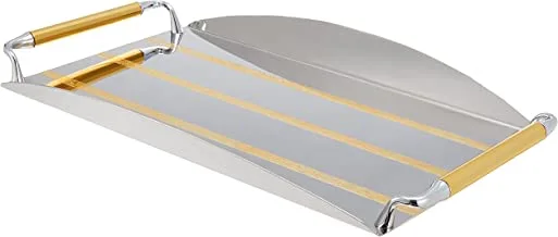 Jazz stainless steel 18/10 rectangle serving tray with round side (40 * 25 cm) silver & gold