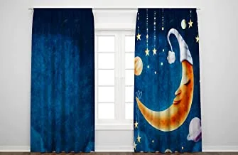 Jalsa printed curtains for teenagers room - for room window (2 panels, 280 wide by 275 cm long)