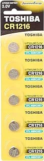 Toshiba cr1216 pw bp-5 lithium batteries, 3v, 5 pieces