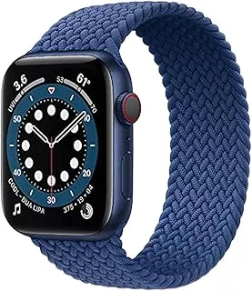 Generic مضفر منفرد حلقة مطاطية قماش مطاطي مقاس 42/44 ملم حجم المعصم 140-220 ملم لسلسلة Apple Watch 1/2/3/4/5/6 / SE - أزرق