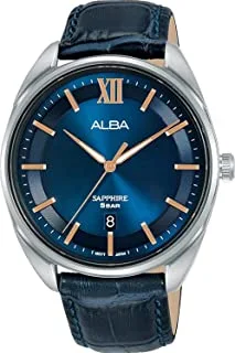 Alba Watch for Men, Quartz Movement, Analog Display, Blue Leather Strap-AS9M55X