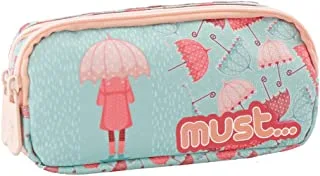 MUST ENERGY PENCIL CASE WITH 2 ZIPPERS 20X6X9 Cm GIRL WITH UMBRELLA