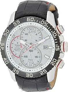 Venice t6003-ips-w crocodile embossed leather two-tone round chronograph analog watch for men - black