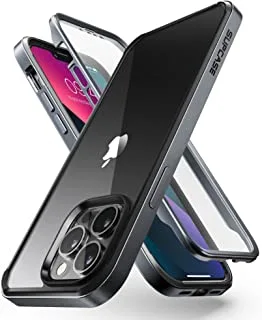 Supcase unicorn beetle edge pro series case for iphone 13 pro (2021 release) 6.1 inch, slim frame clear protective case with built-in screen protector (black)