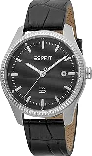 ESPRIT Watch for Men, Quartz Movement, Analog Display, Black Leather Strap-ES1G241L0025