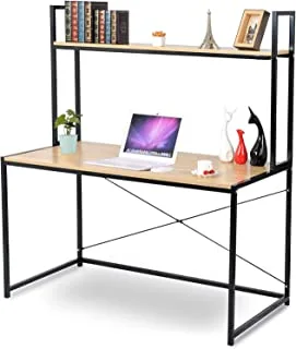 Home gallery 2 Tier Shelves Modern Home Office Desk Beige