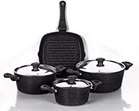 Top Chef Granite 7 pieces set (pot18/20/24/Grill28) Black