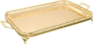 Queen anne large oblong gallery tray/handles/royal gold 4/6339/7