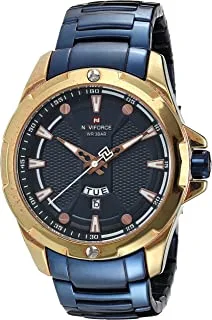 Naviforce Watch for Men, Quartz Movement, Analog Display, Blue Stainless Steel Strap-9161 RG-BE