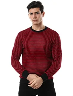 Off Cliff Mens Striped Elastic Trims Long Sleeves Crew Neck Cotton Pullover SWEATSHIRT