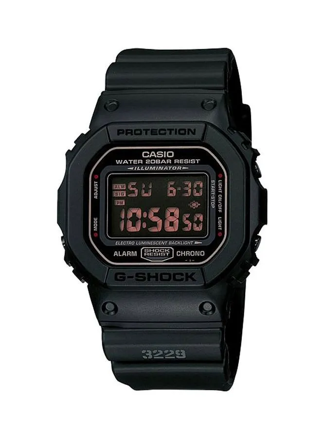 G-SHOCK ساعة يد رقمية بسوار من الراتنج شكل دائري للرجال - أسود - DW-5600MS-1DR