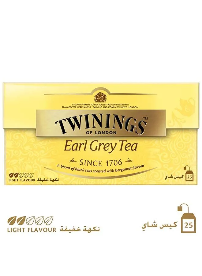 Twinings Earl Grey Traditional Blend Of Black Tea Bags Scented With Bergamot Flavor 50grams