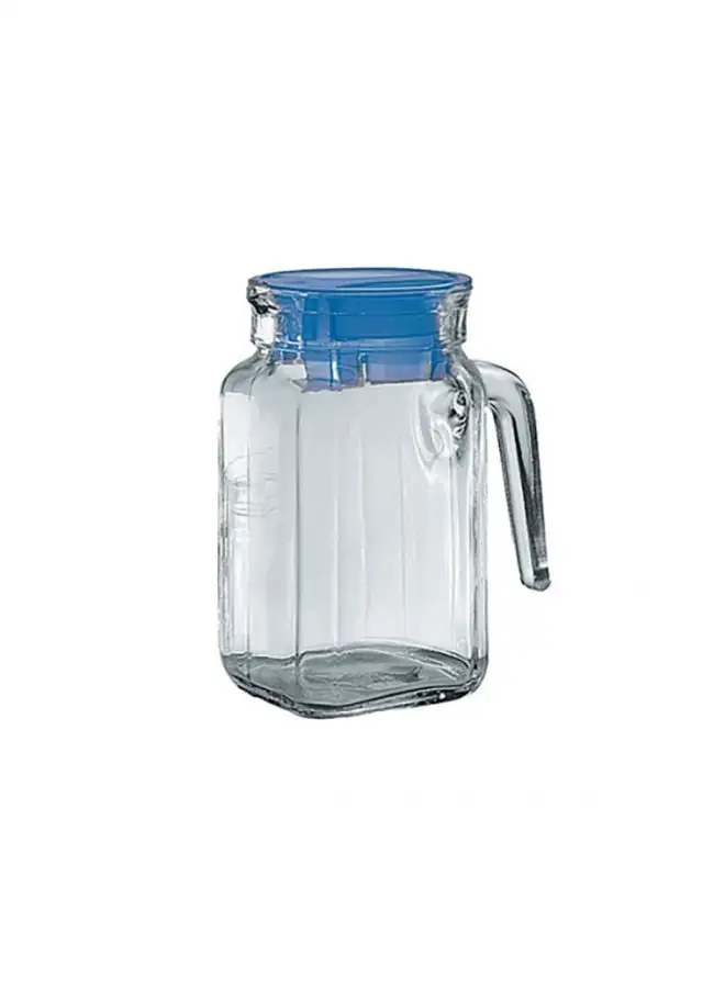 Borgonovo IGLOO Square jug F500 W/LIGHT BLUE LID clear 500ml