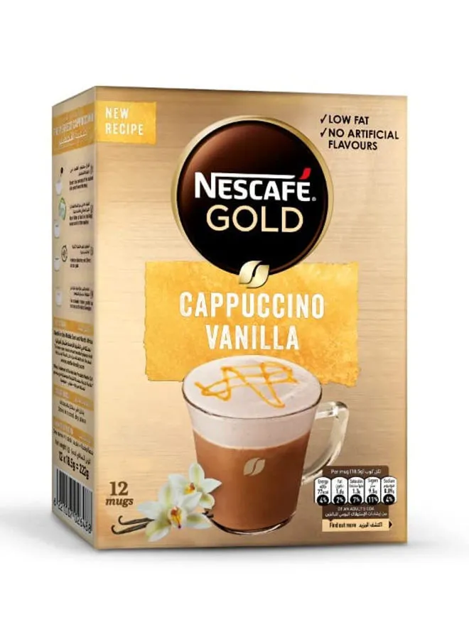 Nescafe Gold Cappuccino Vanilla - 12 Sachets 18.5grams