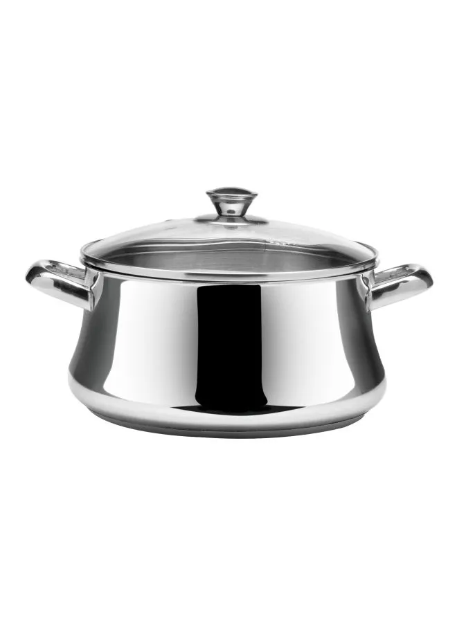 Zahran Stew Pot With Glass Lid Silver 20centimeter 