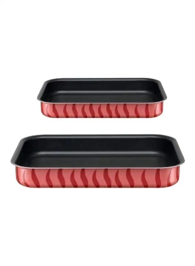 Tefal 2-PieceTempo Rectangle Oven Dish Set Red/Black 30,35cm