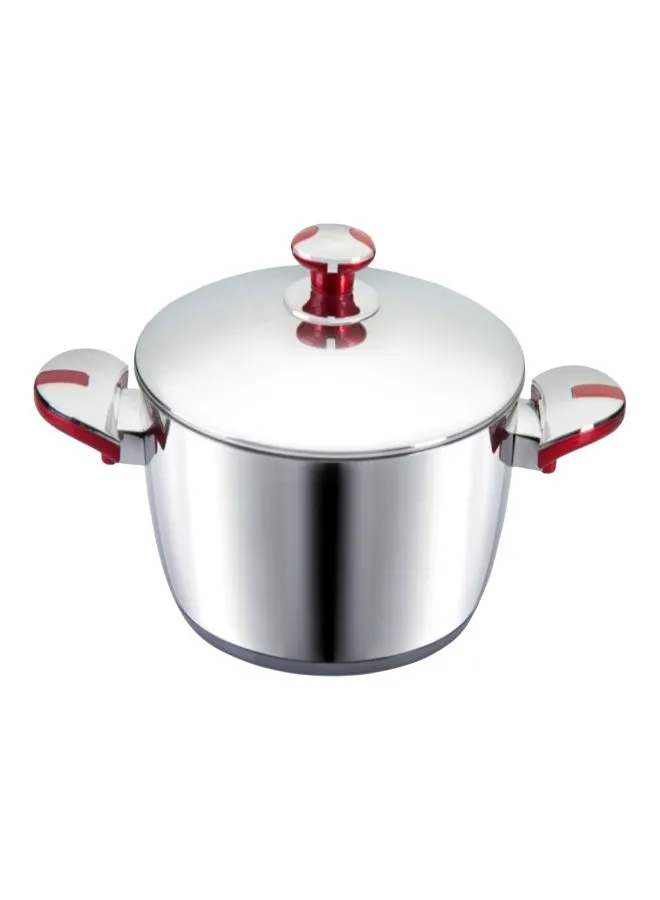 Zahran Optima Stewpot With Lid Silver/Red 26centimeter