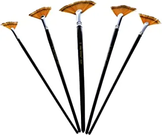 Keep Smiling Professional Fan Paint Brush Set of 5 Different Shapes Multi Functional for Watercolors, Oils and Acrylics Painting - Black Gold