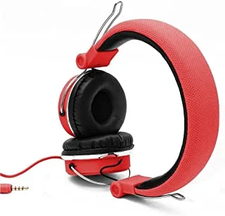 L'avvento (hp06r) headphone stereo golden plug with 40mm speaker driver - 1.5m - red, Wired Headphones Headset