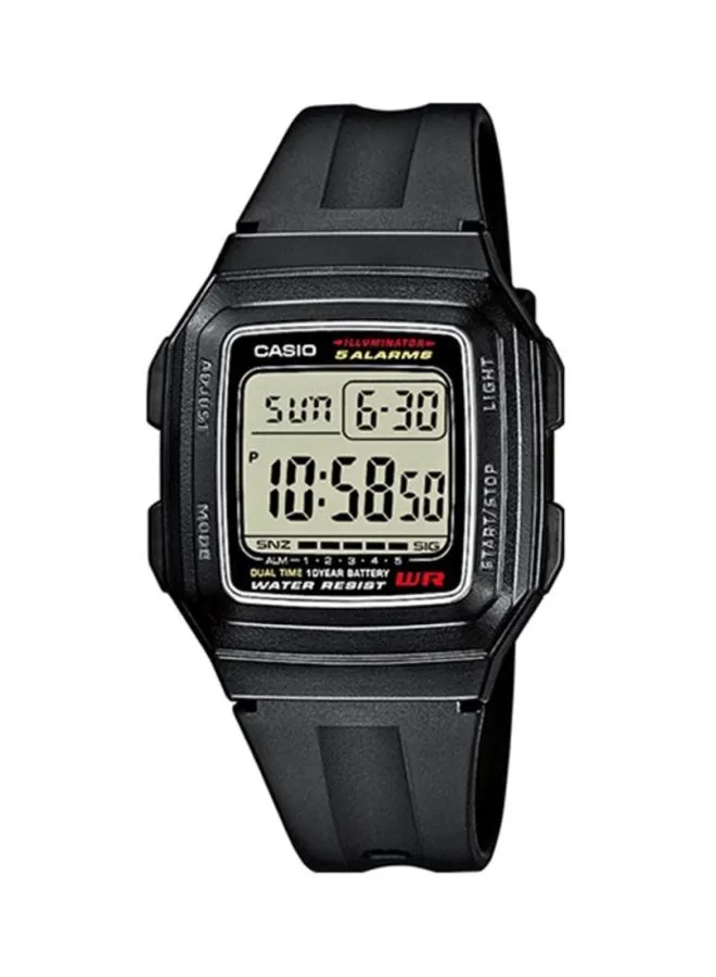 CASIO Men's Rubber Digital Watch F-201WA-1ADF - 34 mm - Black