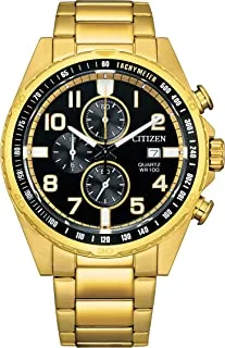 Citizen Watch for Men, Quartz Movement, Analog Display, Gold Stainless Steel Strap-AN3652-55E