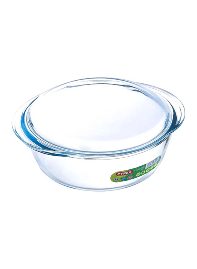 PYREX Essentials Round Casserole With Lid Clear 3.2Liters