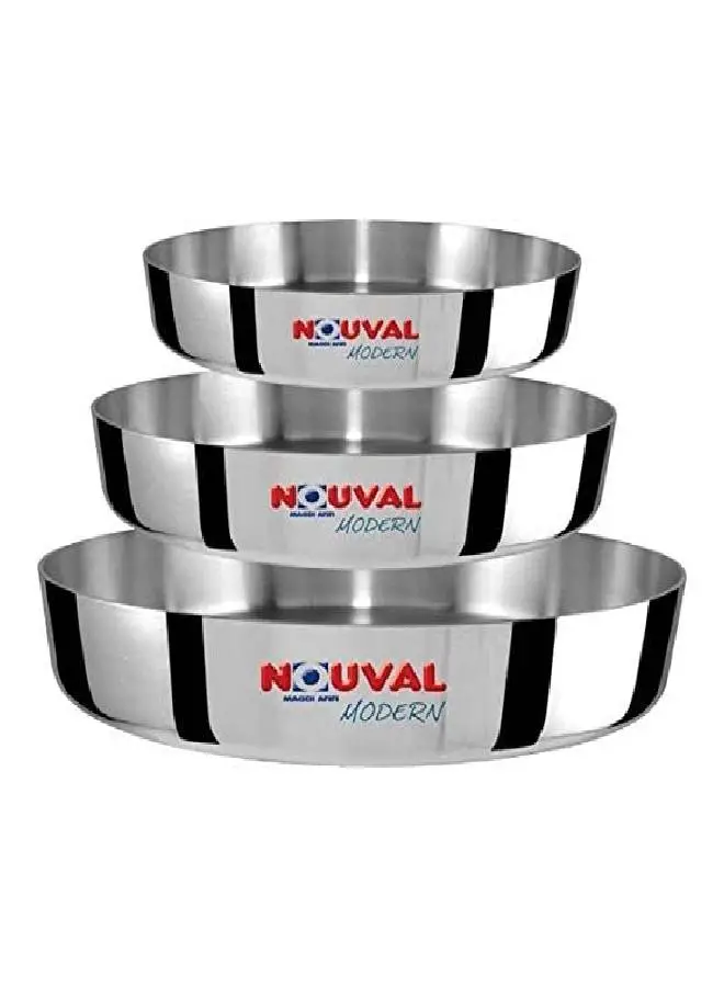 NOUVAL Nouval Modern Aluminum Lux Oven Tray Set Of Silver 26-28-30cm