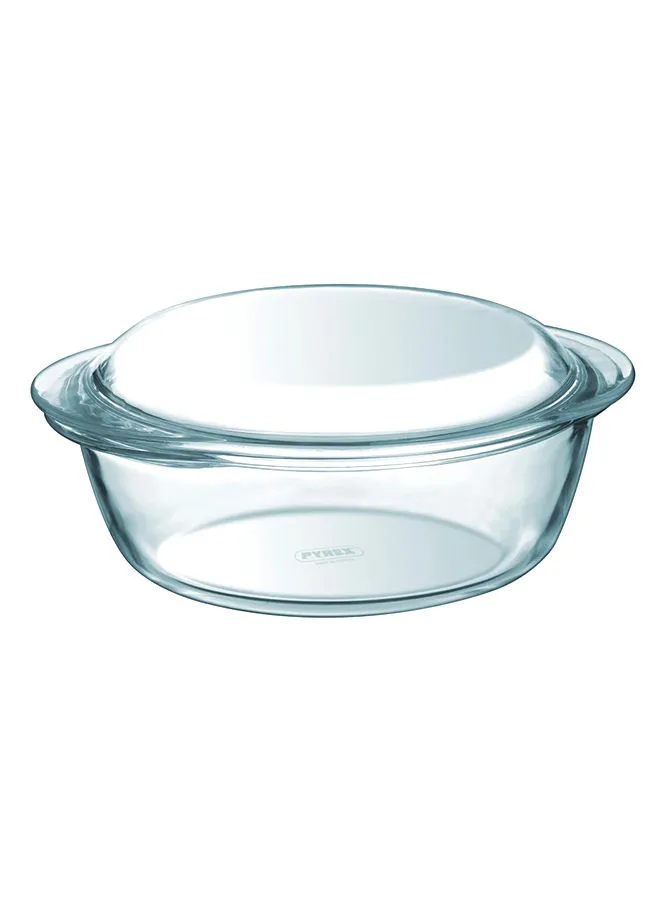 PYREX Essentials Round Casserole With Lid Clear 1.3Liters