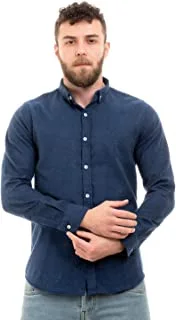 Andora mens Plain Winter Classic Neck Shirt - Blue Shirt