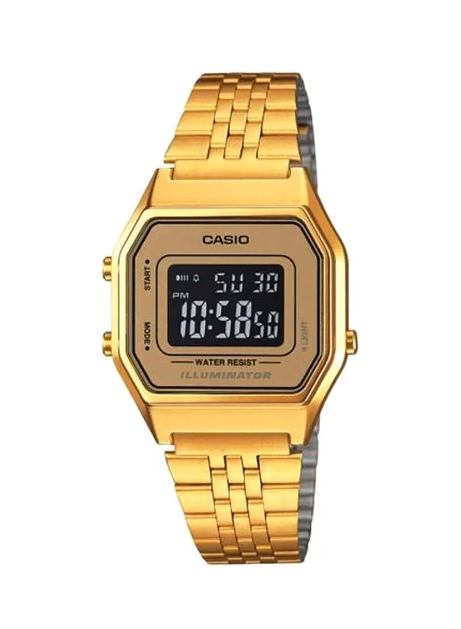 CASIO ساعة رقمية من الستانلس ستيل LA680WGA-9BDF - 34 ملم - ذهبي