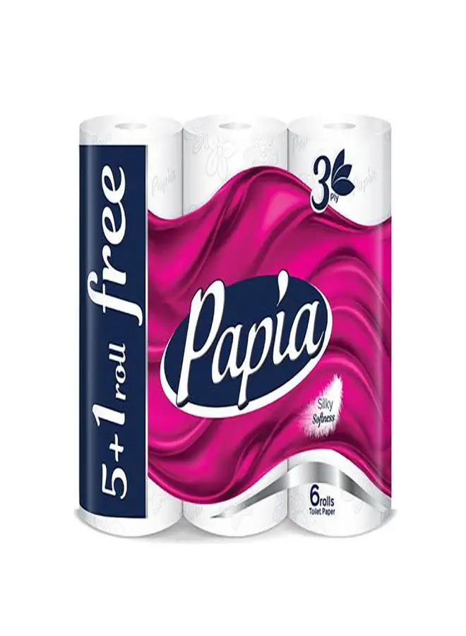 Papia Toilet Roll 3 PLy Pack of 6 White