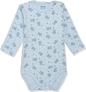 Papillion unisex kids baby cotton bodysuit long sleeves underwear, color baby blue, size 6-9 month- Relaxed