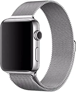 Stainless Steel Band Strap with Screen Protector for 38mm Apple Watch, Silver - 2724526936381