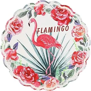 Flamingo shape ceramic round coaster - multi color