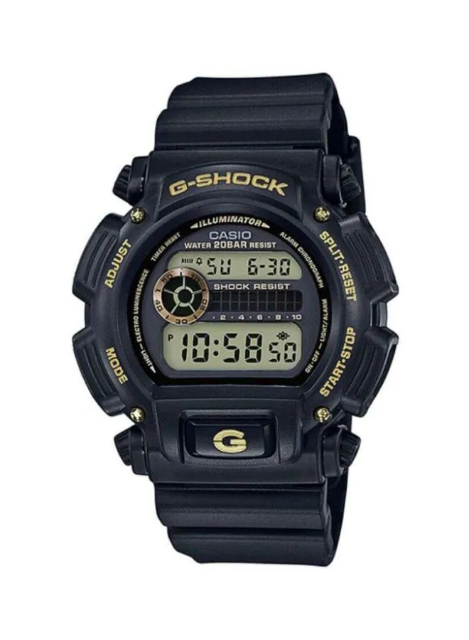 G-SHOCK ساعة يد رقمية بسوار راتينج على شكل دائري 43 مم - أسود - DW-9052GBX-1A9DR