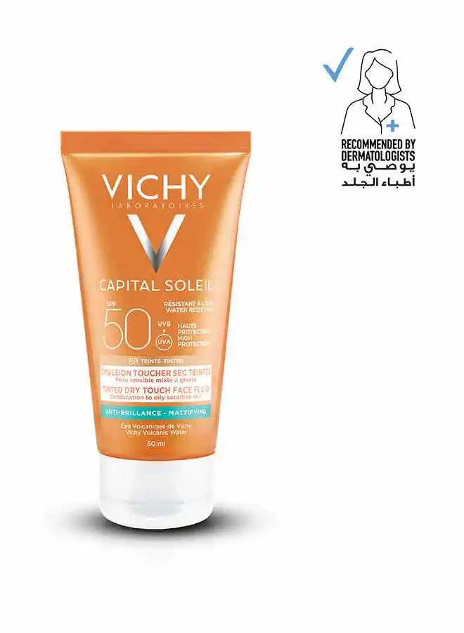 VICHY Capital Soleil 50SPF Tinted Dry Touch Protective Face Fluid 50ml
