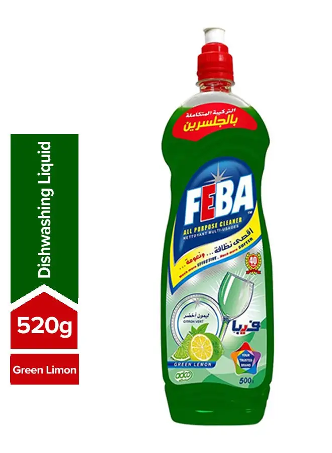 FEBA Dish Cleaner With Green Limon Scent 520grams